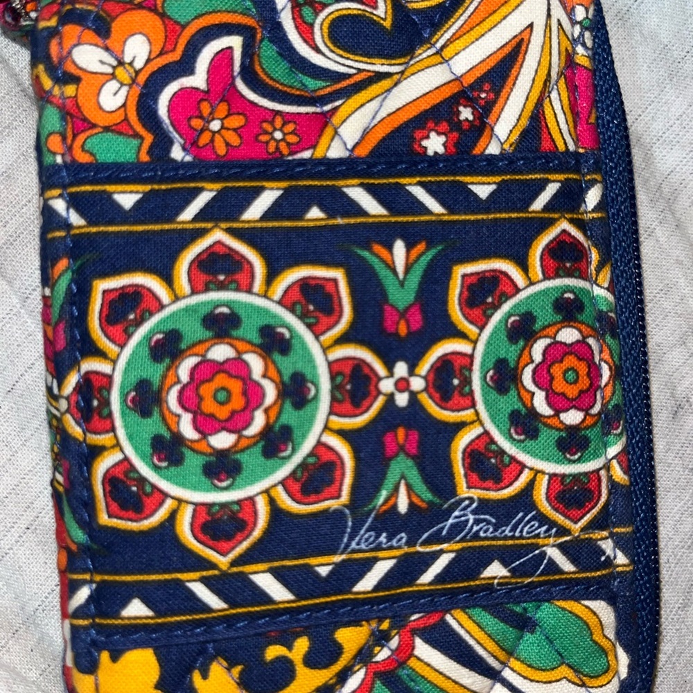 Vera Bradley Marrakesh Quilted Cotton Zip‎ Around Wristlet Wallet Navy Multi - Picture 3 of 6